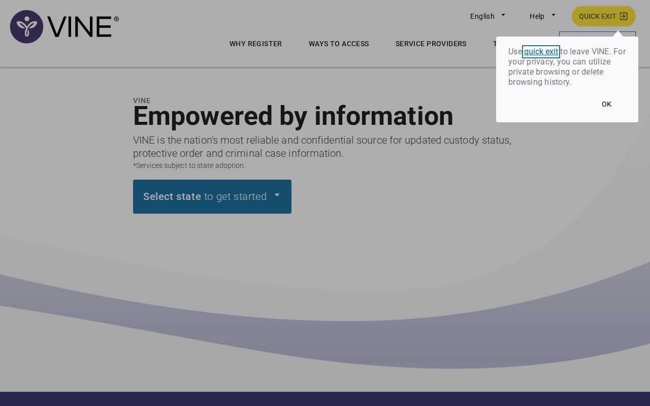VINELink Illinois custody search screen for a Stark County arrest