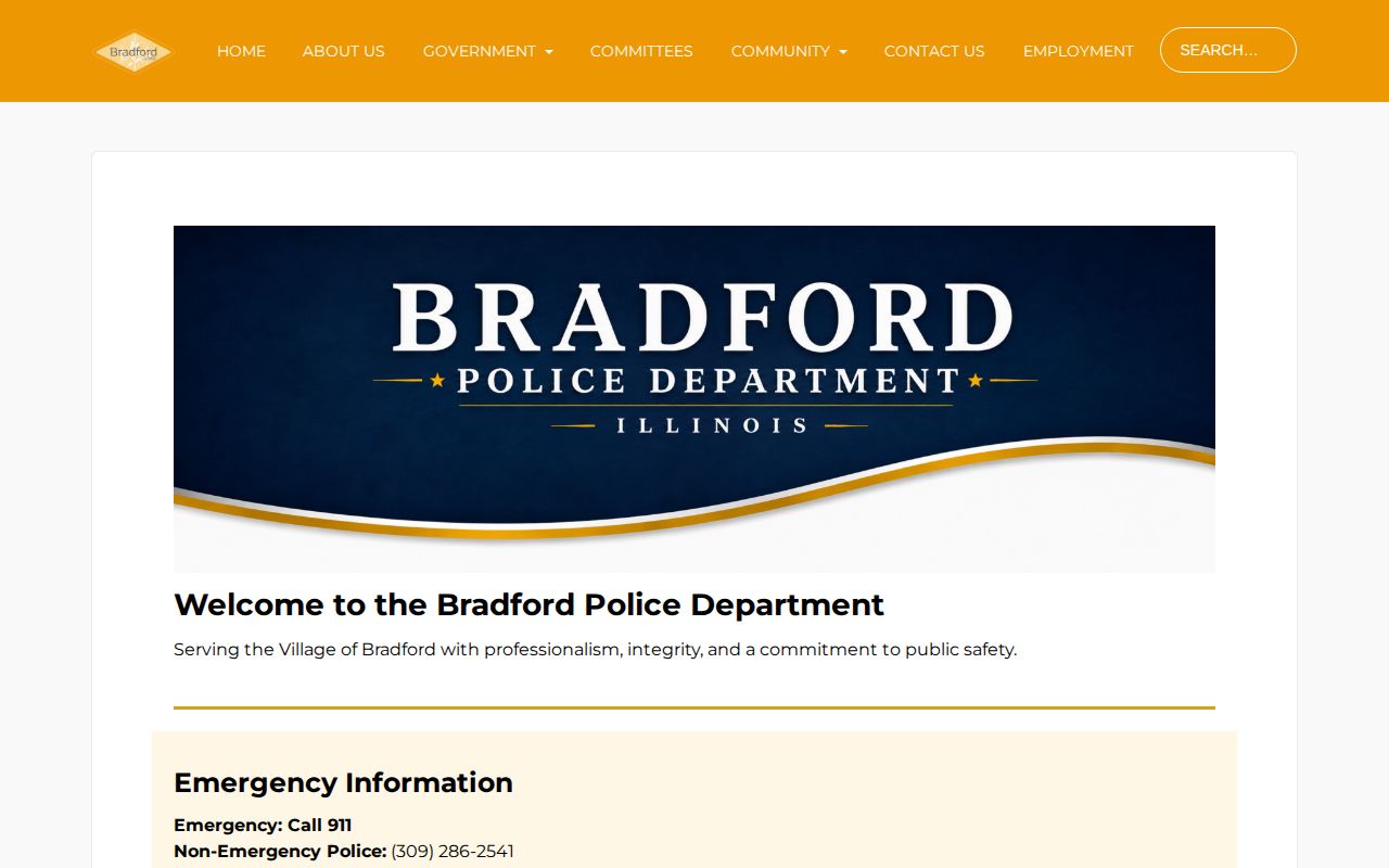 Official Bradford Police Department page for Bradford arrest records contact