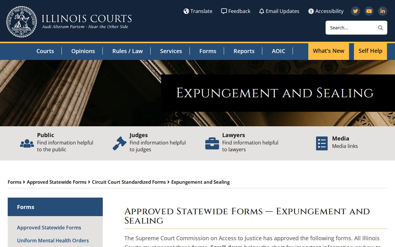 Illinois court forms for Stark County arrest record sealing