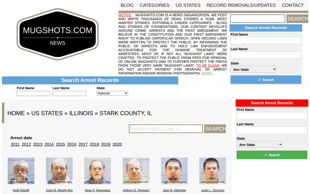 Unofficial Stark County Illinois arrest archive page